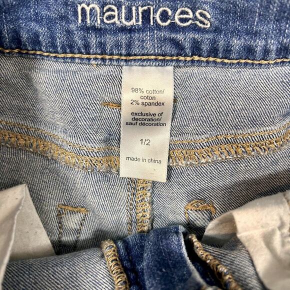 CLEARANCE Denim Boho Festival Summer Distressed Low Rise Cut Off Shorts 26" - Picture 3 of 3